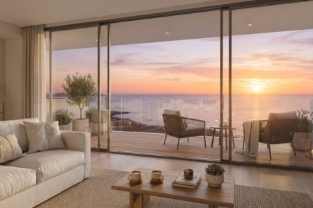 Terraza con vistas panorámicas al mar en apartamento vacacional de Rota Cádiz