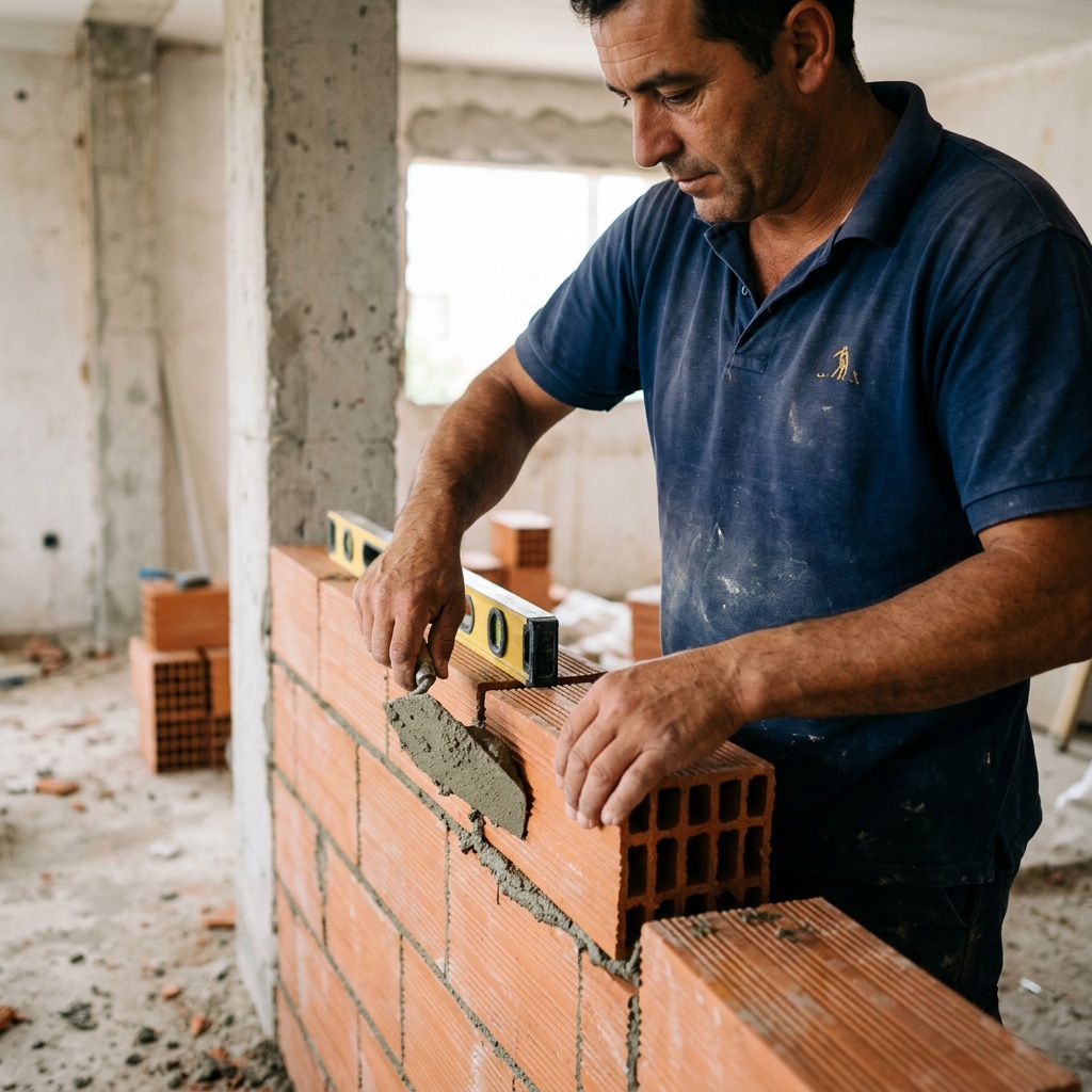 Tabiquería interior con ladrillo cerámico en reforma vacacional — Vega Home