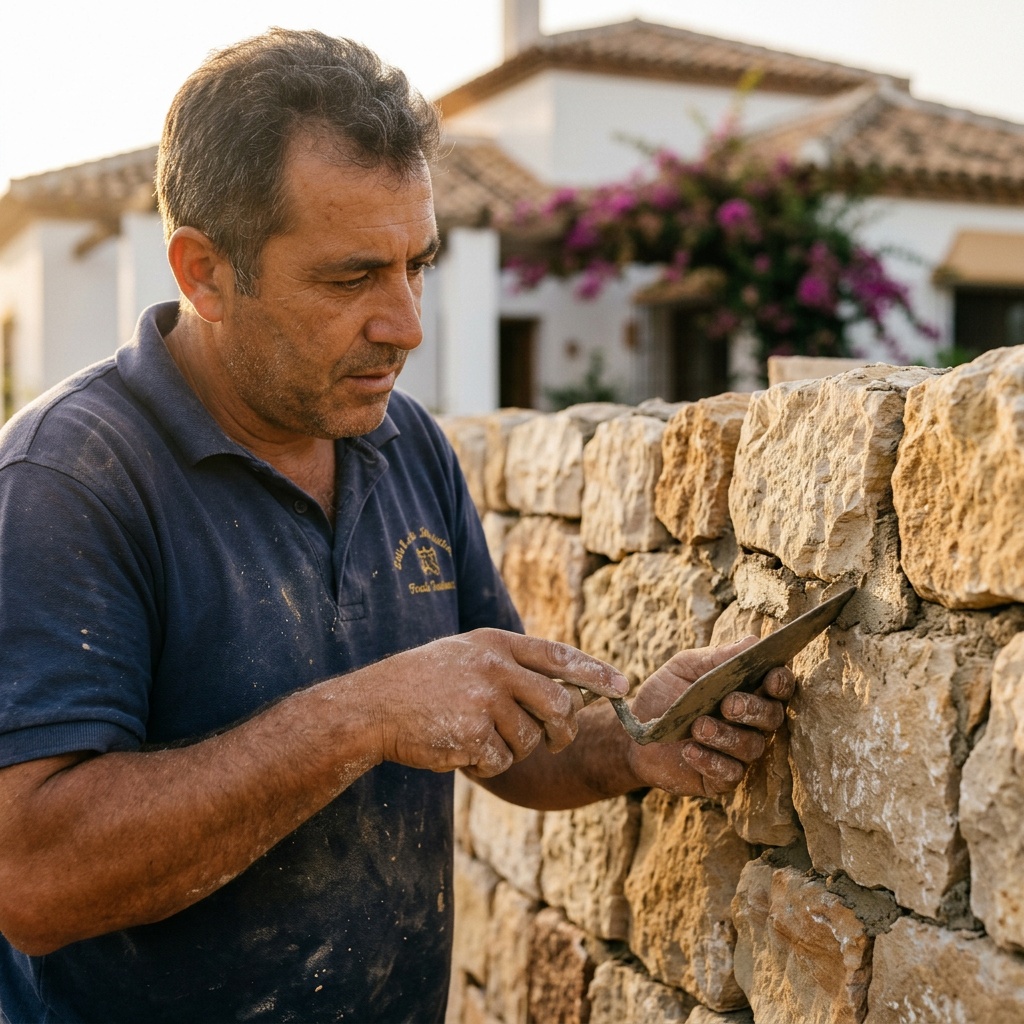 Rejuntado y reparación de muro de mampostería tradicional andaluza — Vega Home