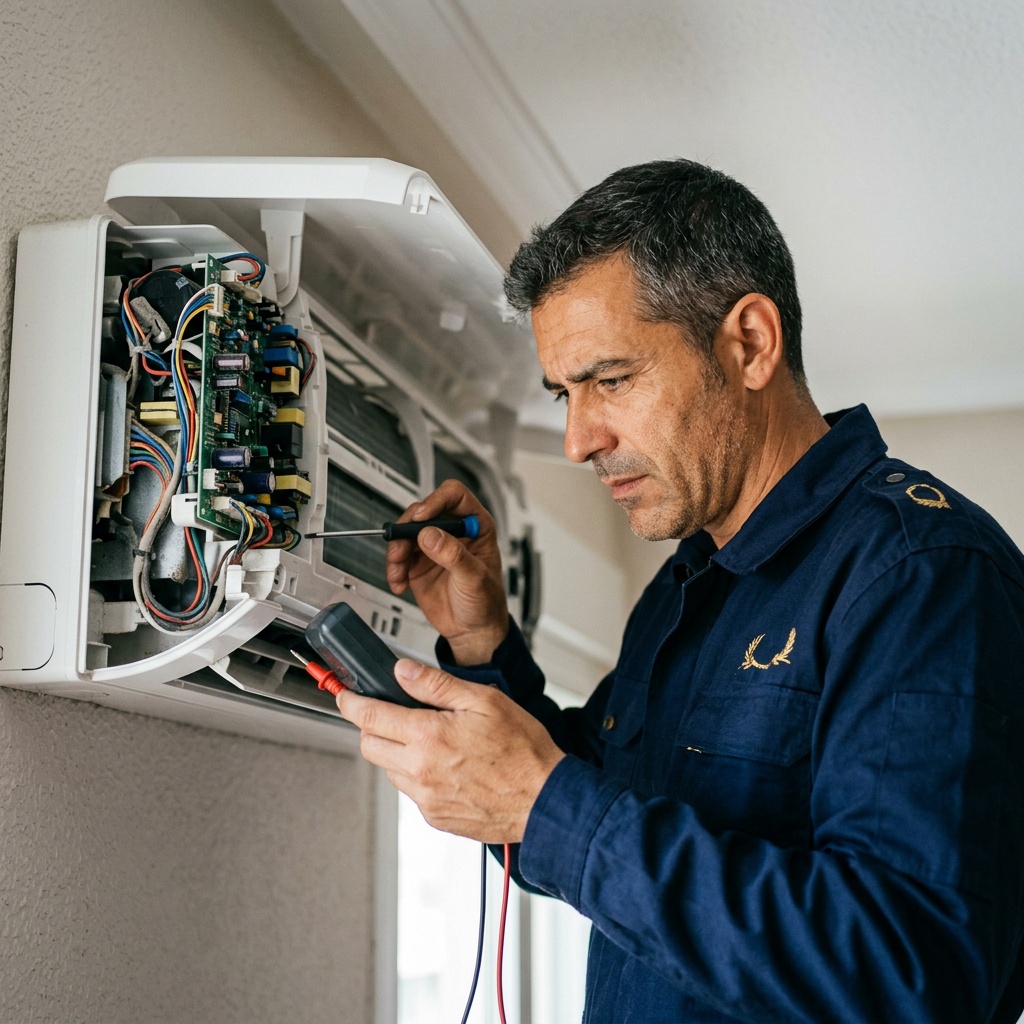 Climatización y aire acondicionado para viviendas vacacionales · Costa Ballena, Rota, Sanlúcar y Chipiona 7 Reparación electrónica de avería en unidad interior split — Vega Home