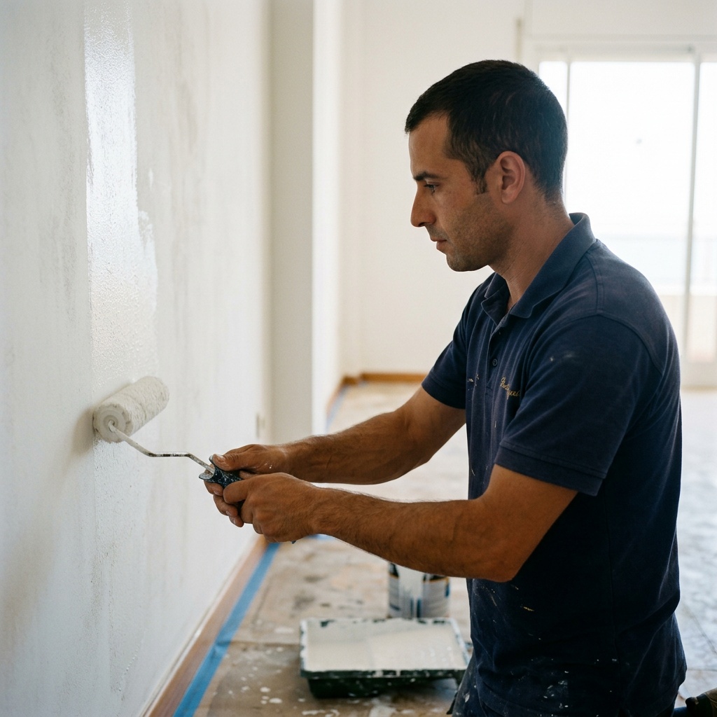 Reformas de baño, cocina e integrales para viviendas vacacionales · Costa Ballena, Rota, Sanlúcar y Chipiona 6 Pintura integral blanca lavable en reforma de apartamento vacacional — Vega Home