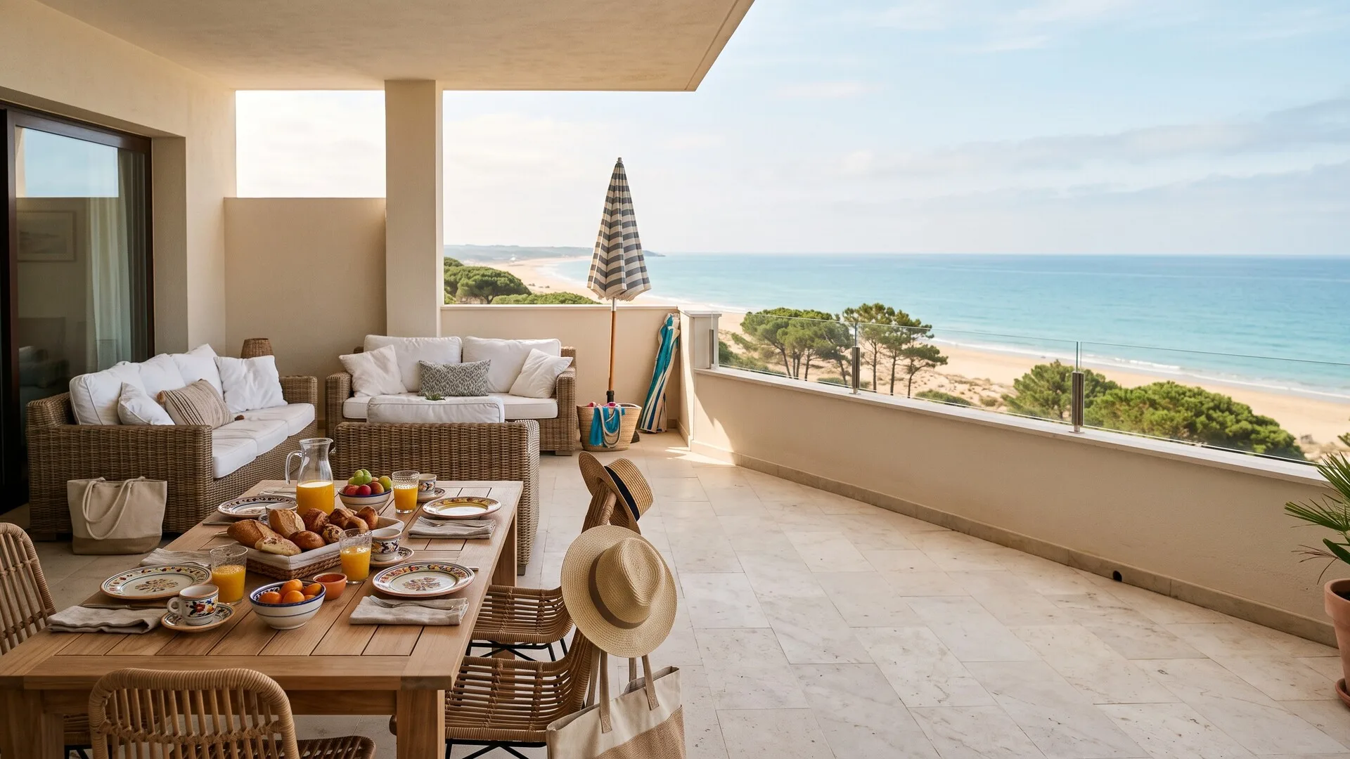 Terraza premium para alquiler semanal en Rota con vista Atlántico · Vega Home